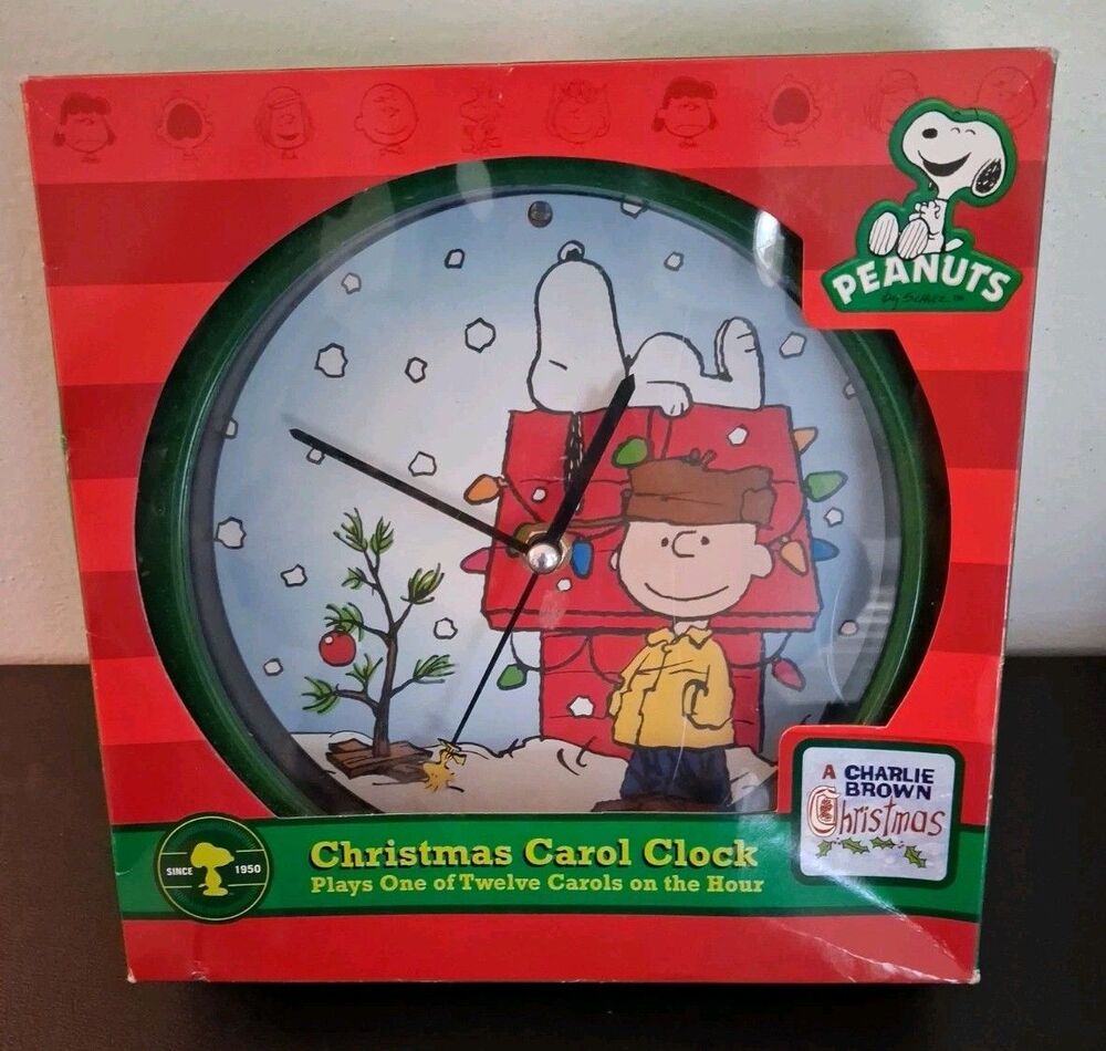 NEW! PEANUTS Christmas Carol Clock Charlie Brown Plays 1/12 Carols On The Hour